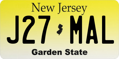 NJ license plate J27MAL