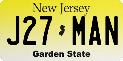 NJ license plate J27MAN
