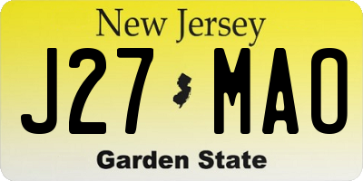 NJ license plate J27MAO