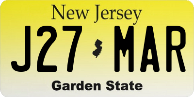 NJ license plate J27MAR