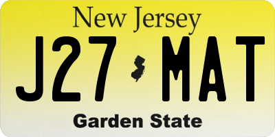 NJ license plate J27MAT