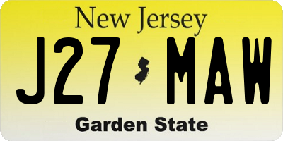 NJ license plate J27MAW