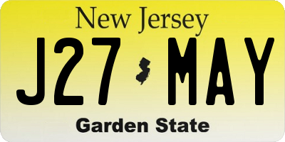 NJ license plate J27MAY