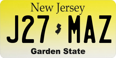 NJ license plate J27MAZ