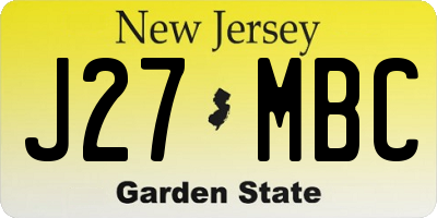 NJ license plate J27MBC