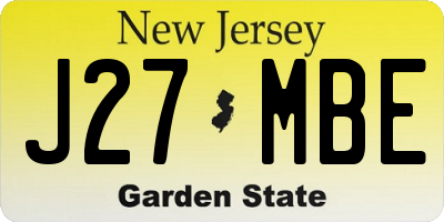 NJ license plate J27MBE