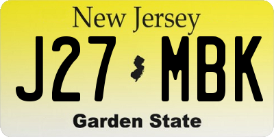 NJ license plate J27MBK