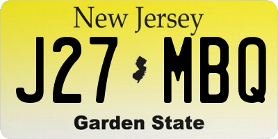 NJ license plate J27MBQ