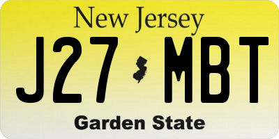 NJ license plate J27MBT