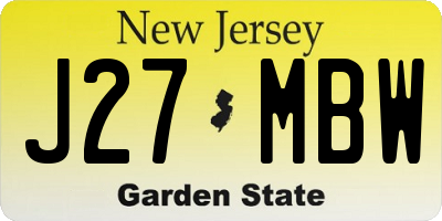 NJ license plate J27MBW