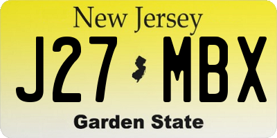 NJ license plate J27MBX