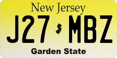 NJ license plate J27MBZ