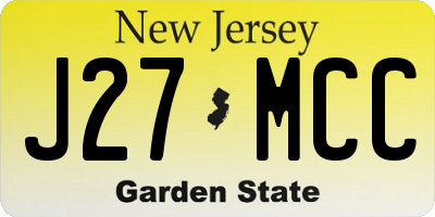 NJ license plate J27MCC