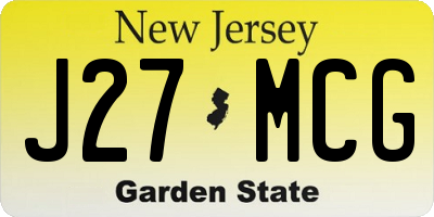 NJ license plate J27MCG