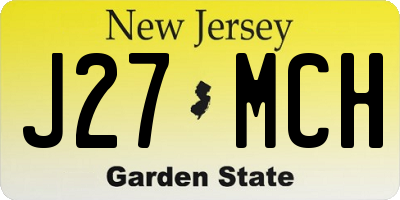 NJ license plate J27MCH