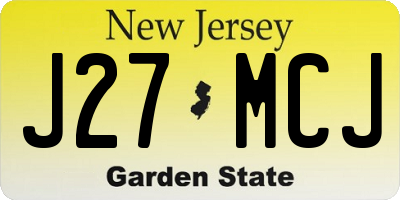 NJ license plate J27MCJ