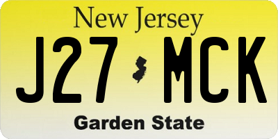 NJ license plate J27MCK