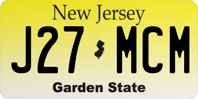 NJ license plate J27MCM