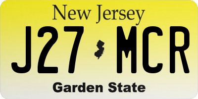 NJ license plate J27MCR