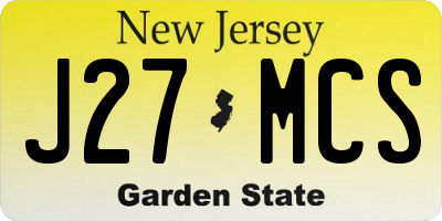 NJ license plate J27MCS