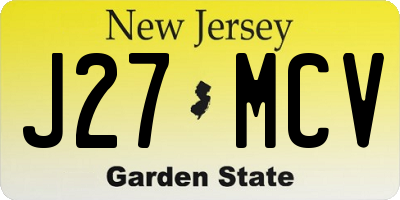 NJ license plate J27MCV