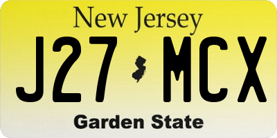 NJ license plate J27MCX