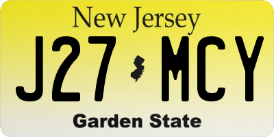 NJ license plate J27MCY