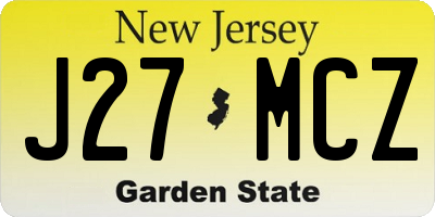 NJ license plate J27MCZ