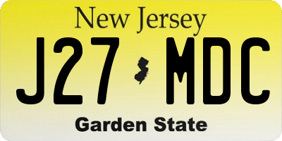 NJ license plate J27MDC