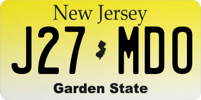 NJ license plate J27MDO