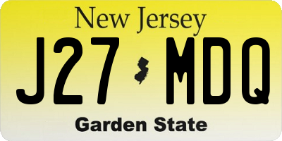 NJ license plate J27MDQ