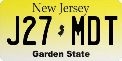 NJ license plate J27MDT