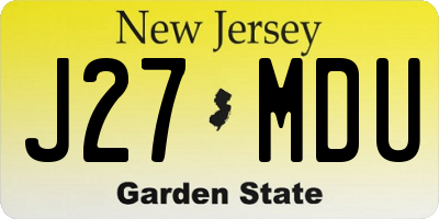 NJ license plate J27MDU