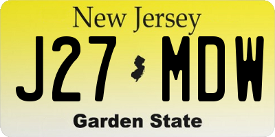 NJ license plate J27MDW