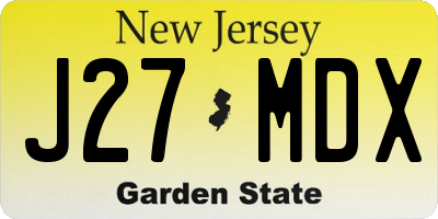 NJ license plate J27MDX