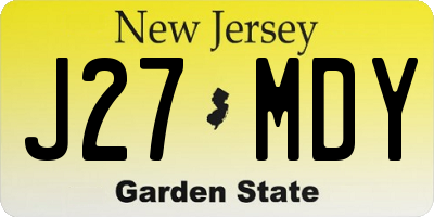 NJ license plate J27MDY