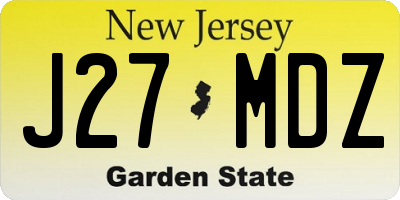 NJ license plate J27MDZ