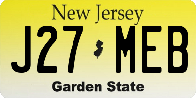 NJ license plate J27MEB