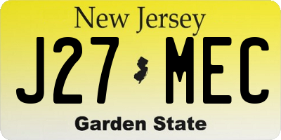 NJ license plate J27MEC