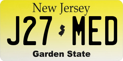 NJ license plate J27MED