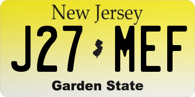 NJ license plate J27MEF
