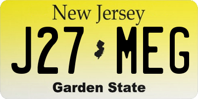 NJ license plate J27MEG