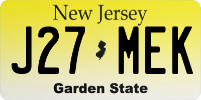 NJ license plate J27MEK