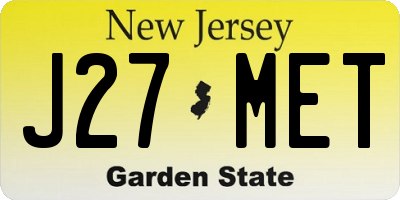 NJ license plate J27MET