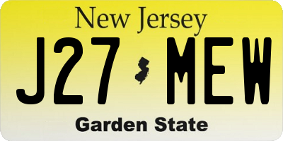NJ license plate J27MEW