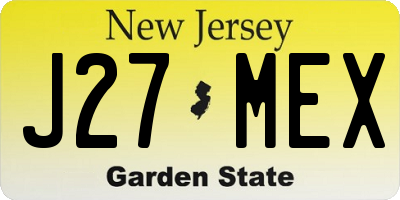 NJ license plate J27MEX