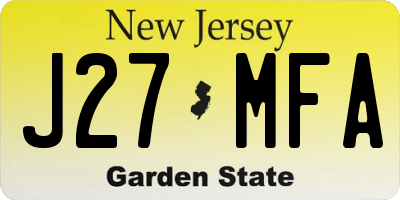 NJ license plate J27MFA