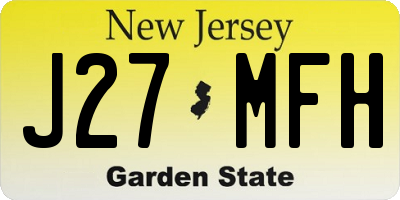 NJ license plate J27MFH