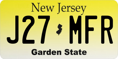 NJ license plate J27MFR
