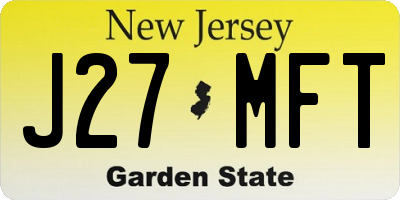NJ license plate J27MFT